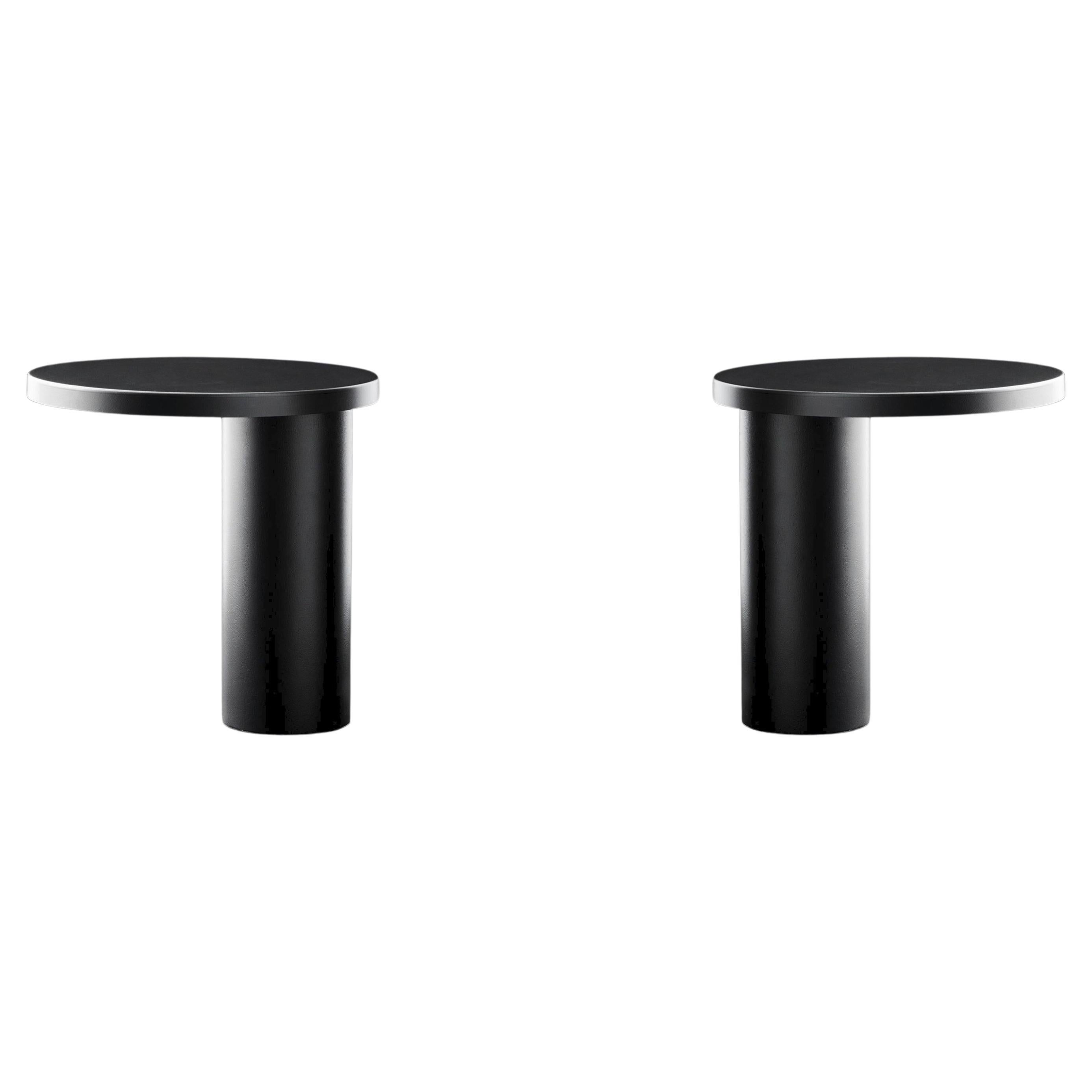 Angeletti 
Ruzza Lot de deux lampes de table 
Cylinda
 métal noir par Oluce