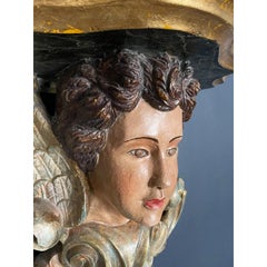 Angelic Polychrome Figural Wall Shelf Sconce