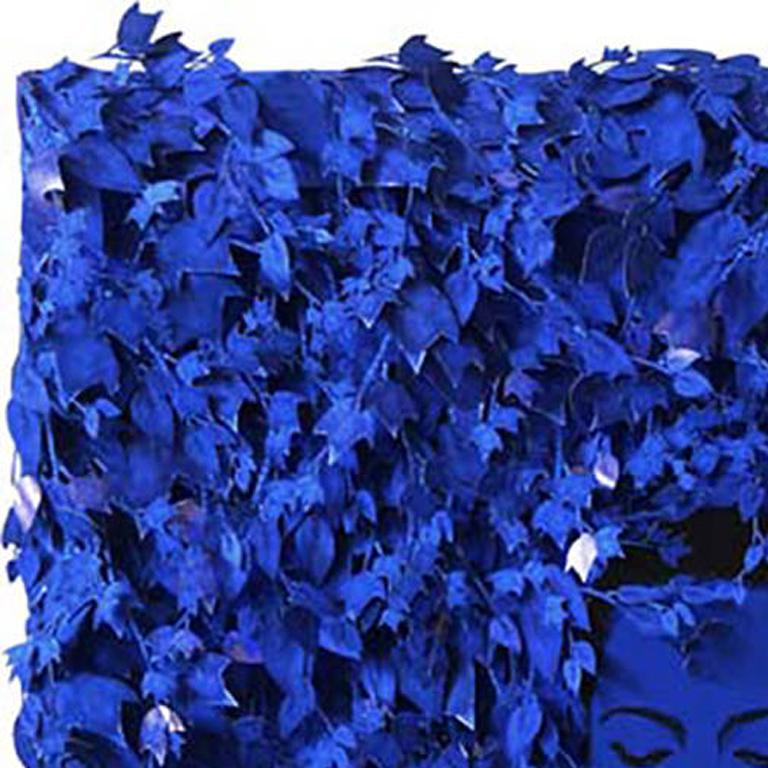 Appelez-moi par mon nom - Relief mural technique mixte - Portrait contemporain bleu - Contemporain Sculpture par Angelica Bergamini