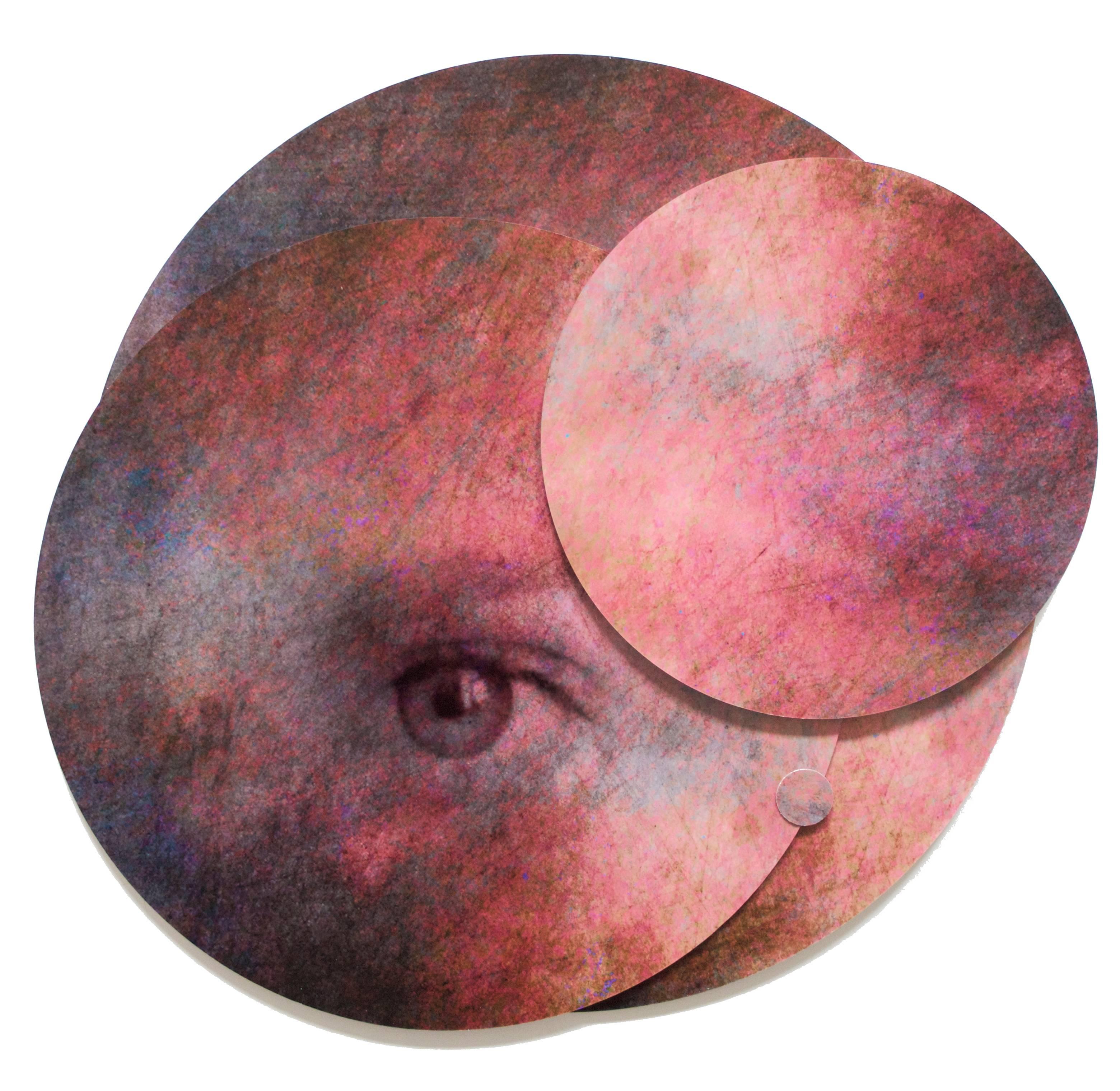 Mixed Media Collage, Planet with Eye: 'Whispers from the Cosmos #4' - Mixed Media Art by Angelica Bergamini