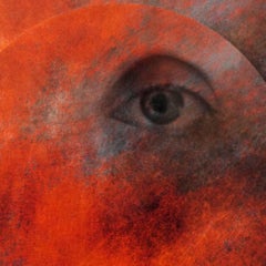 Mixed Media Collage, Planet with Eye: 'Whispers from the Cosmos #9'