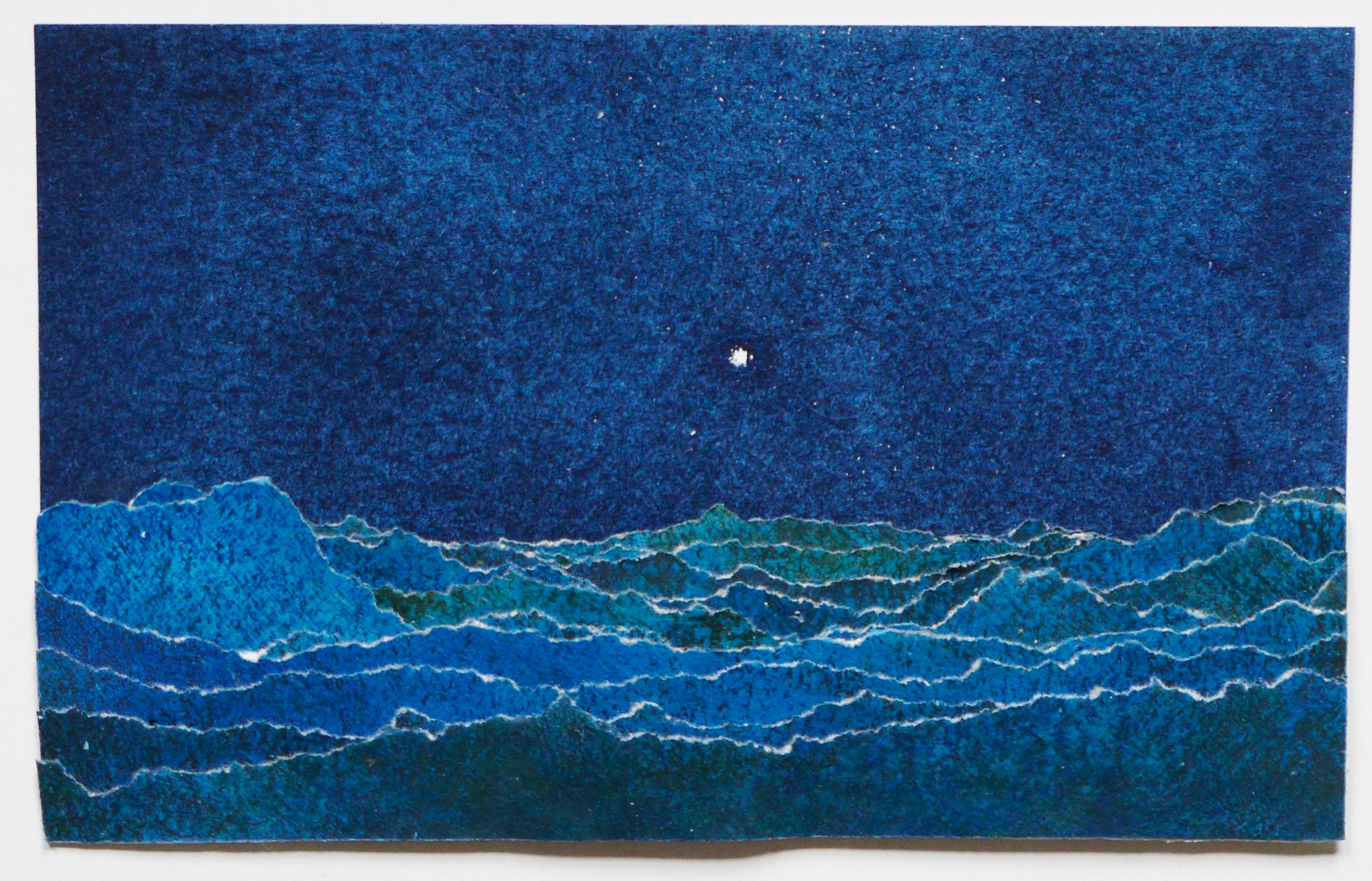 Monotype: Notturno - Figurative Print Blu di Angelica Bergamini