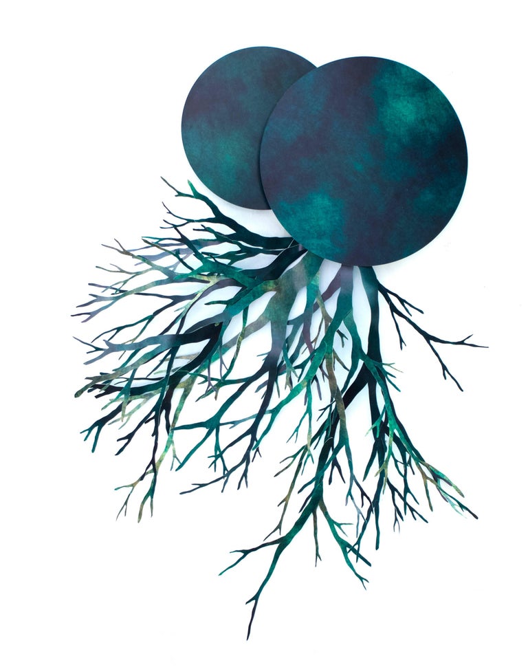 Angelica Bergamini Abstract Sculpture - Mixed Media Planet with Roots: 'Fons et origo #5' (Source & Origin)