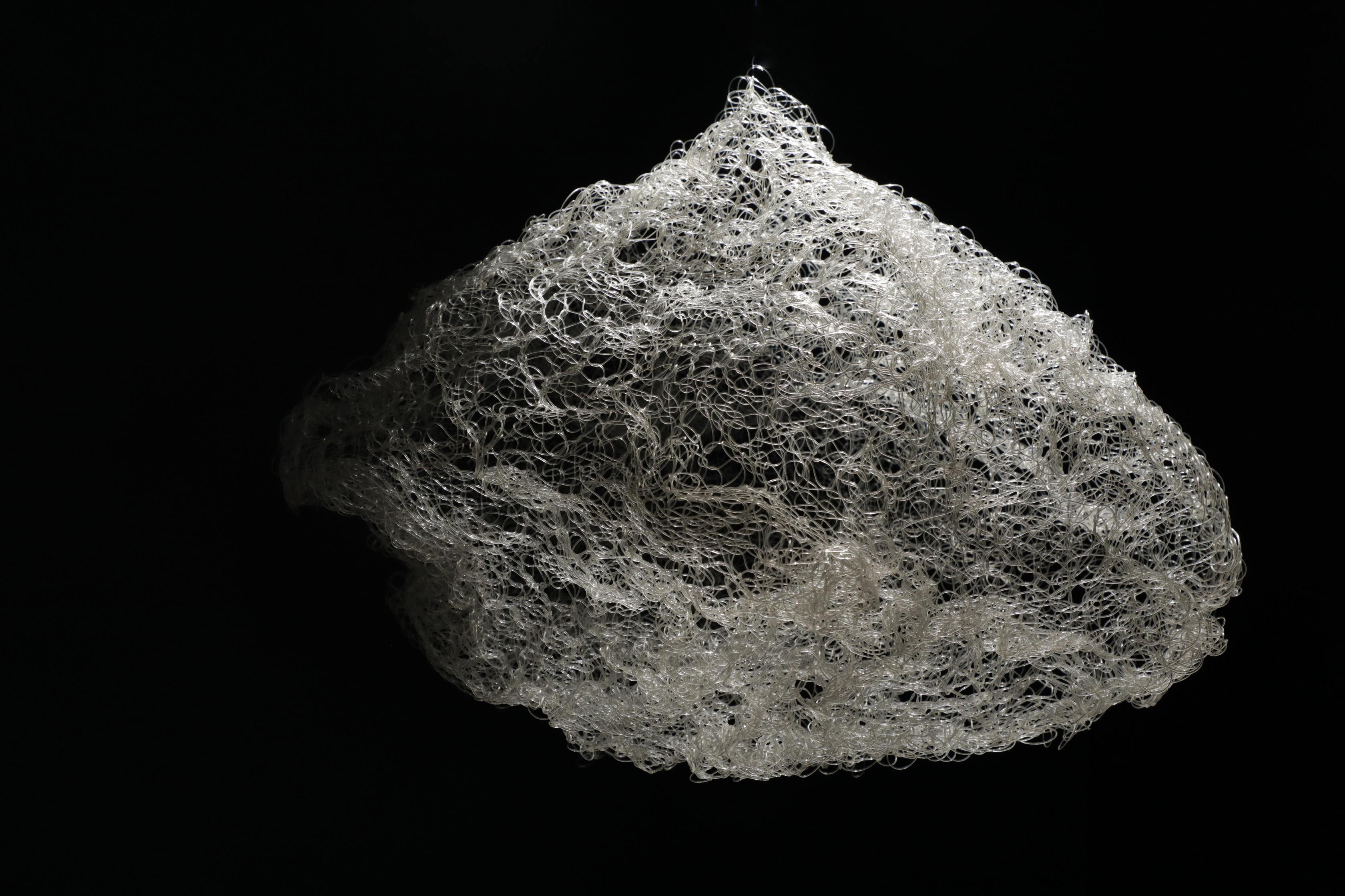 Textile filament sculpture: Clouds - Sculpture by Angelica Bergamini