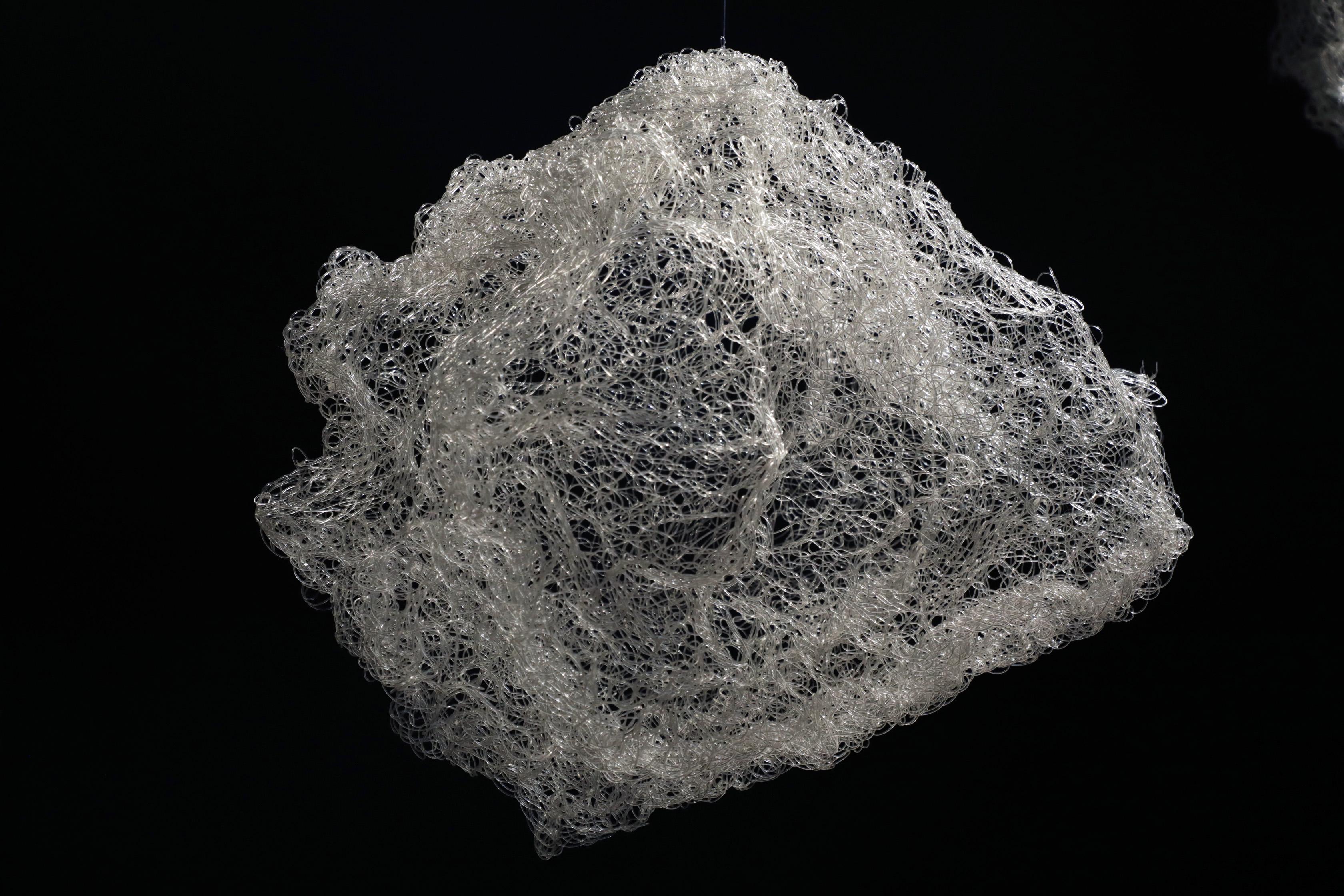 Textile filament sculpture: Clouds