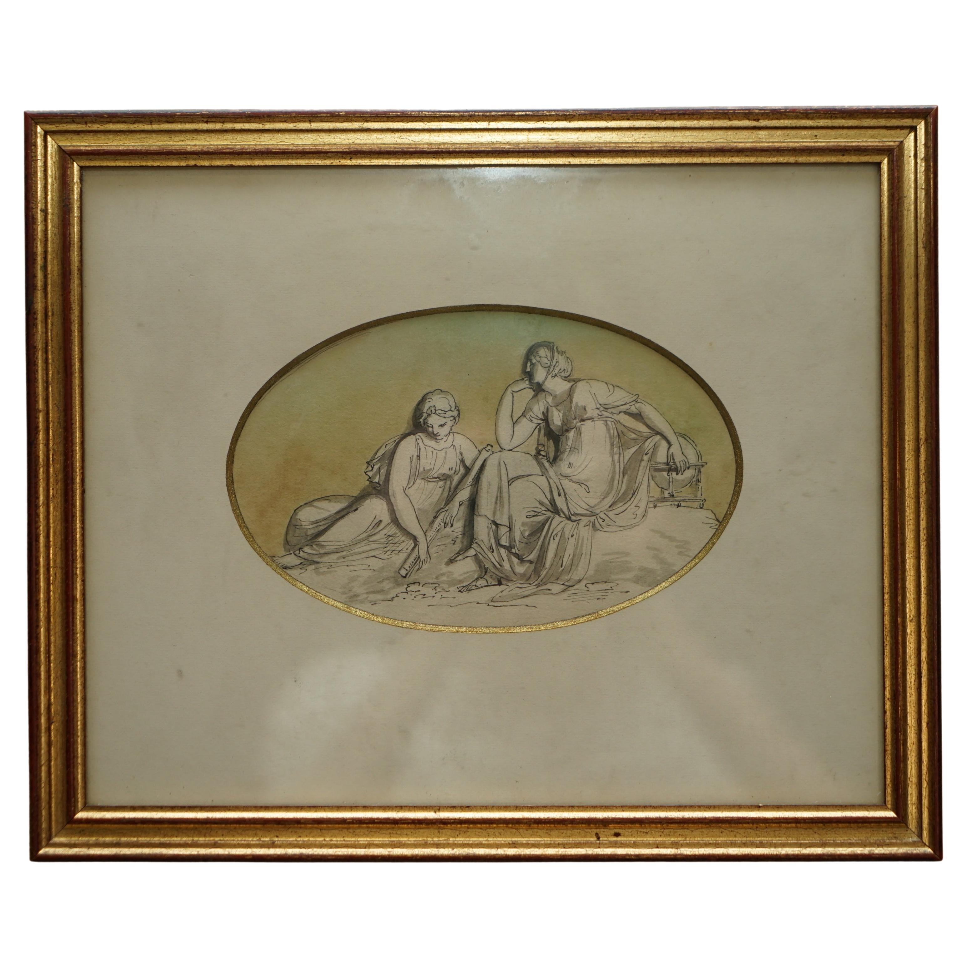 Angelica Kauffman 1741-1807 Attributed Roman Grand Tour Watercolor Painting