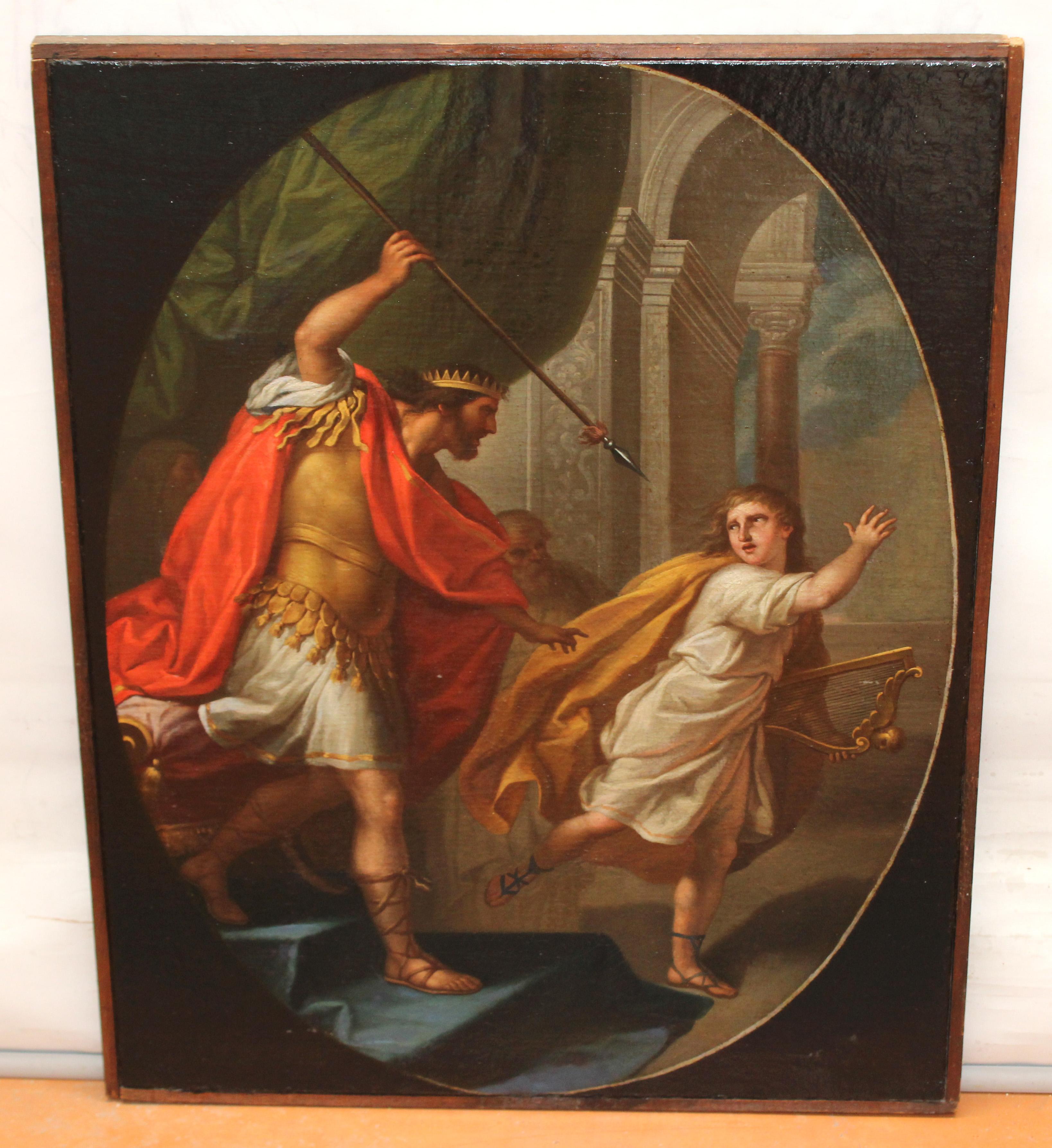 Óleo sobre tela - Saúl ataca a David – Painting von Angelica Kauffmann