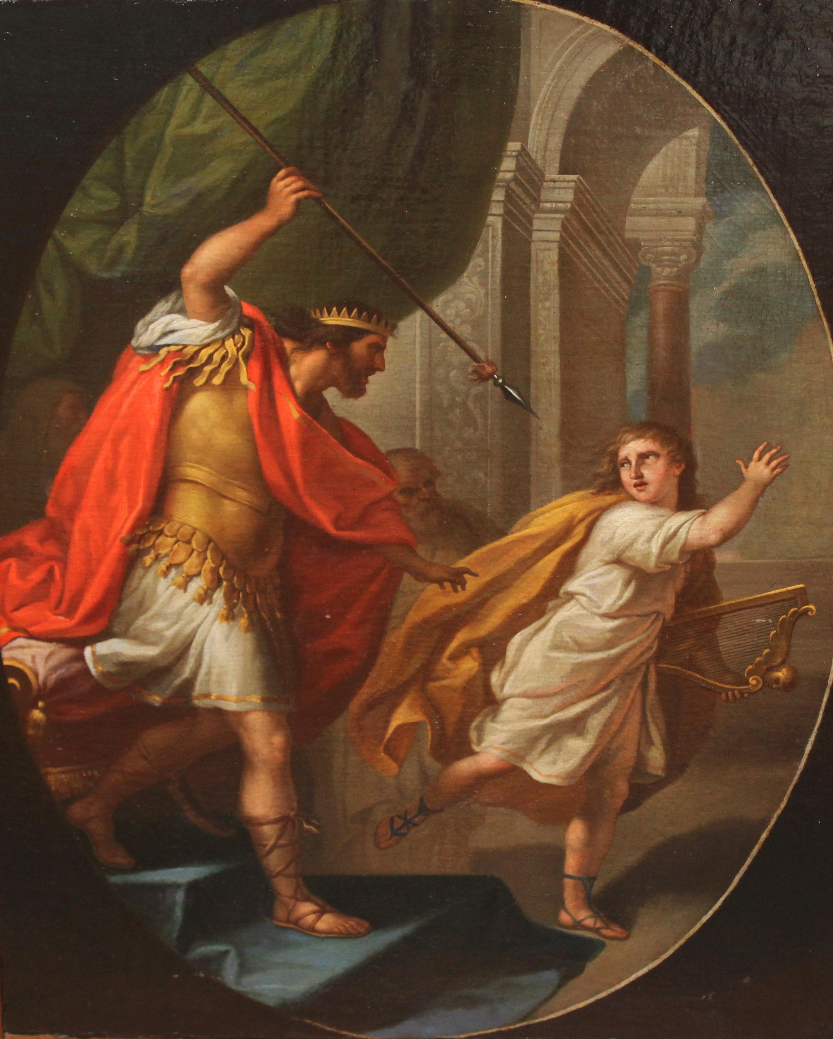 Angelica Kauffmann Figurative Painting – Óleo sobre tela - Saúl ataca a David