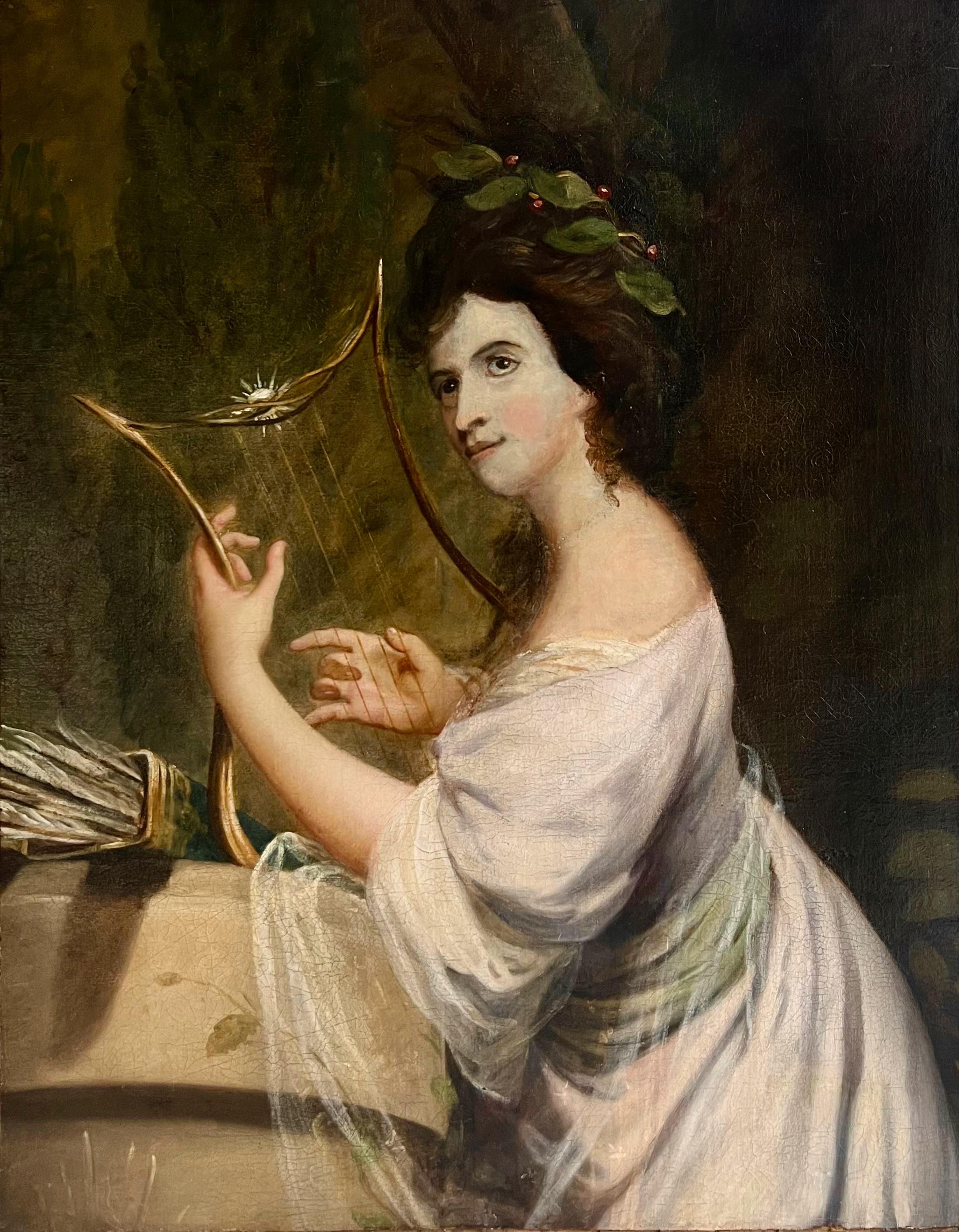 18th century Portrait of a lady as Erato, the muse of poetry - Angelica Kauffman - Painting by Angelica Kauffmann