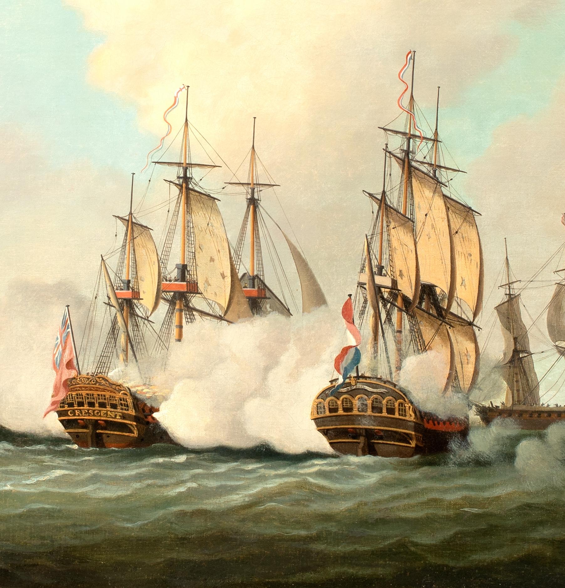 Le fregate britanniche Crescent e Flora impegnano Castor e Breil della marina olandese al largo delle coste del Marocco, 30 maggio 1781

Guerra d'indipendenza americana 

attribuito a Francis HOLMAN (1729-1790)

Grande battaglia navale del XVIII