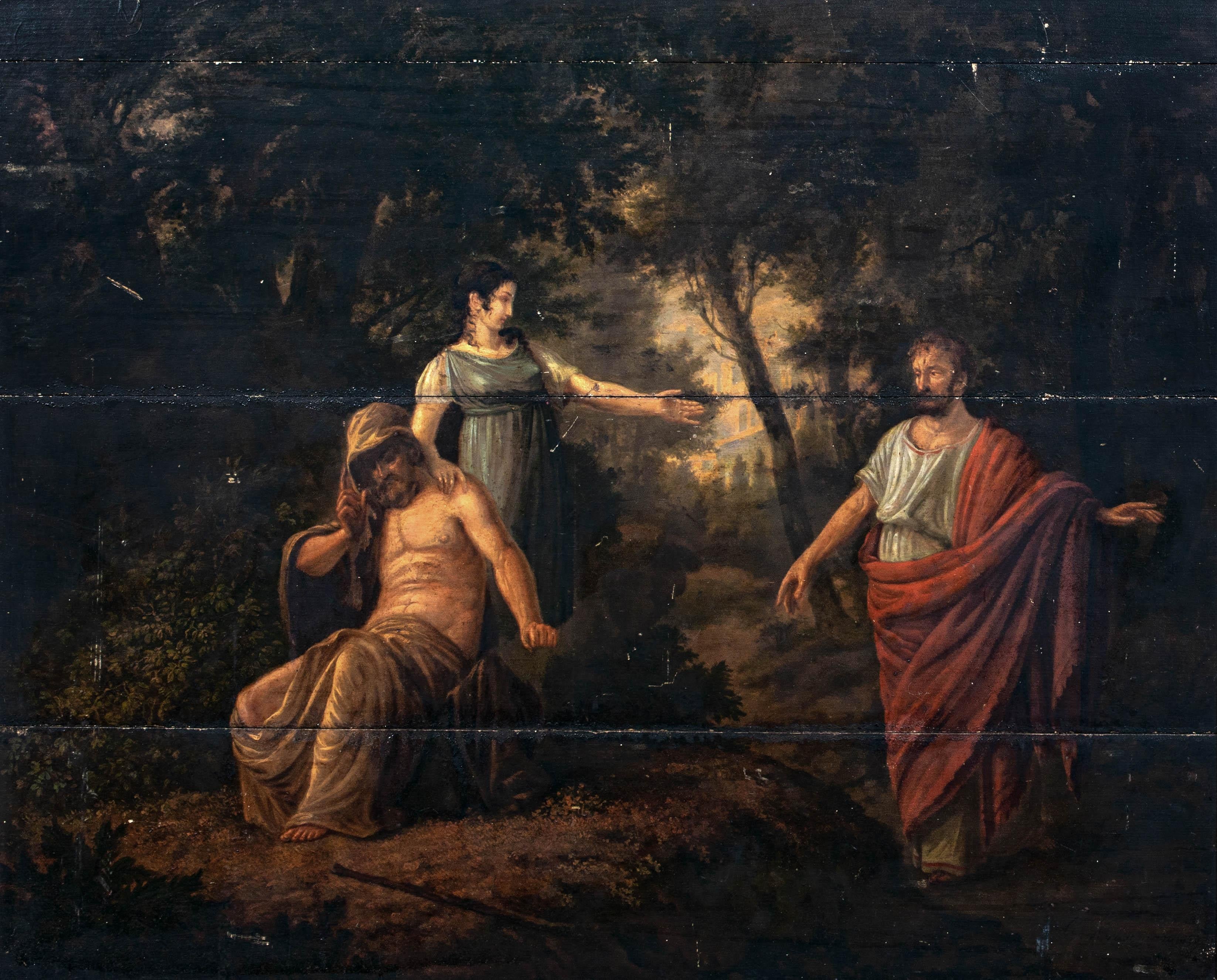 La morte di Edipo con Antigone e Teseo, XVIII secolo

cerchio di  a Angelika Kauffman (1741-1807)

Grande raffigurazione antica inglese del XVIII secolo della morte del re Edipo sa Antigone supplica Teseo di permettere al padre di morire. Dipinto in