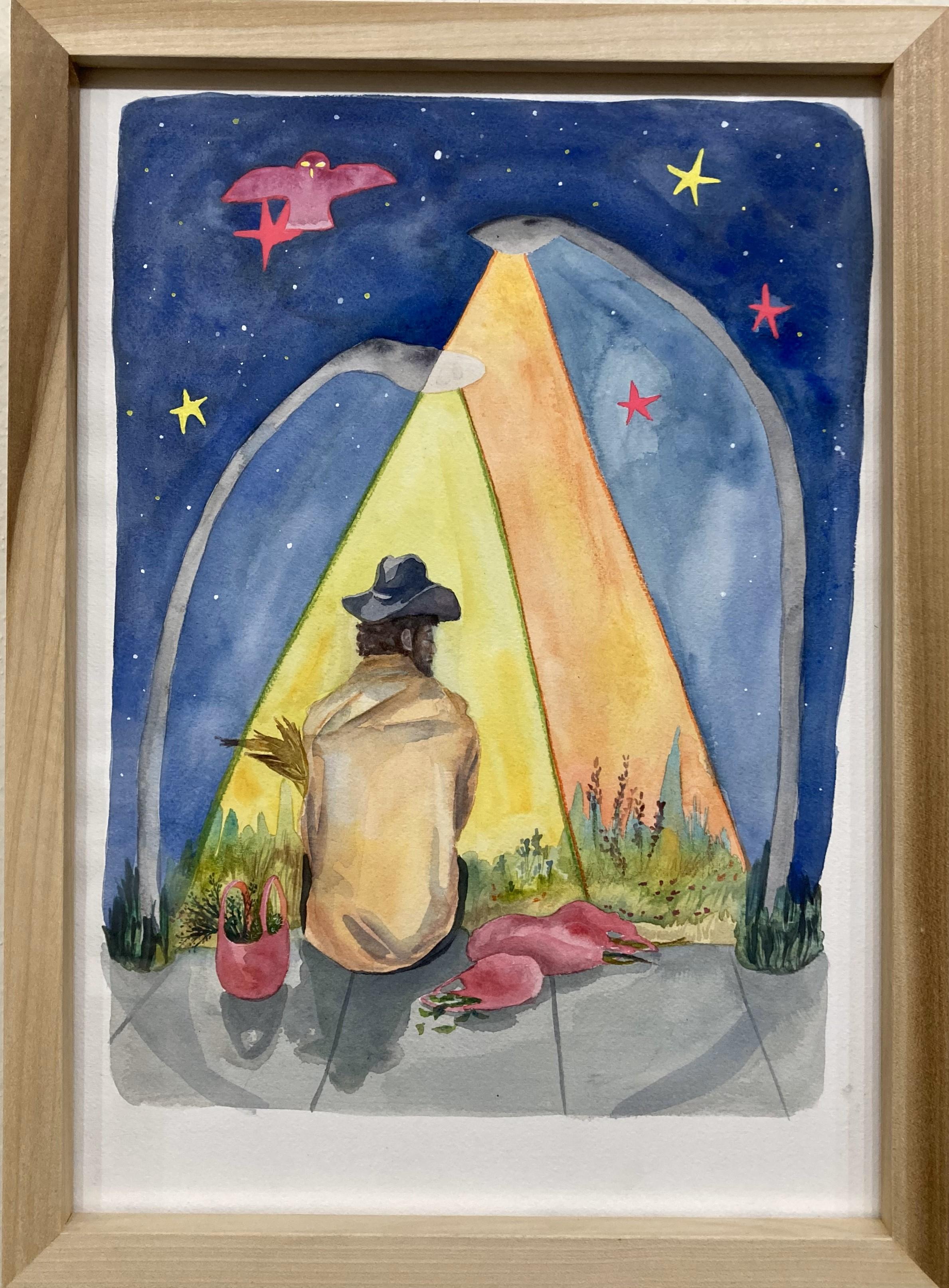 Un uomo protetto salva le sue esigenze - Painting di Angelica Raquel