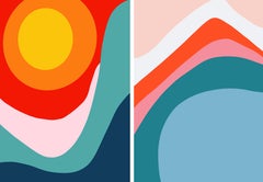Hearing Gaia 01 und Gaze Into The Lake 03, Diptychon. Abstrakte Farbfotografien