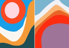 Hearing Gaia 03 und Gaze Into The Lake 01, Diptychon. Abstrakte Farbfotografien