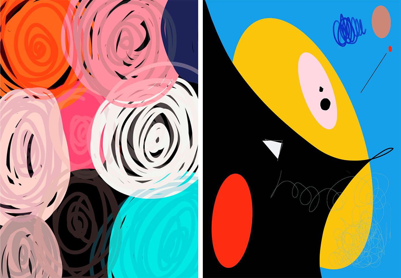 Singularity 01 and It All Moves 01, Diptych. Abstract color photographs