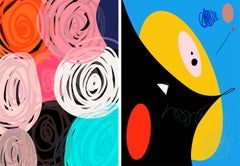 Singularity 01 and It All Moves 01, Diptychon. Abstrakte Farbfotografien
