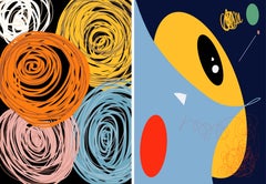 Singularity 02 und It All Moves 03, Diptychon. Abstrakte Farbfotografien