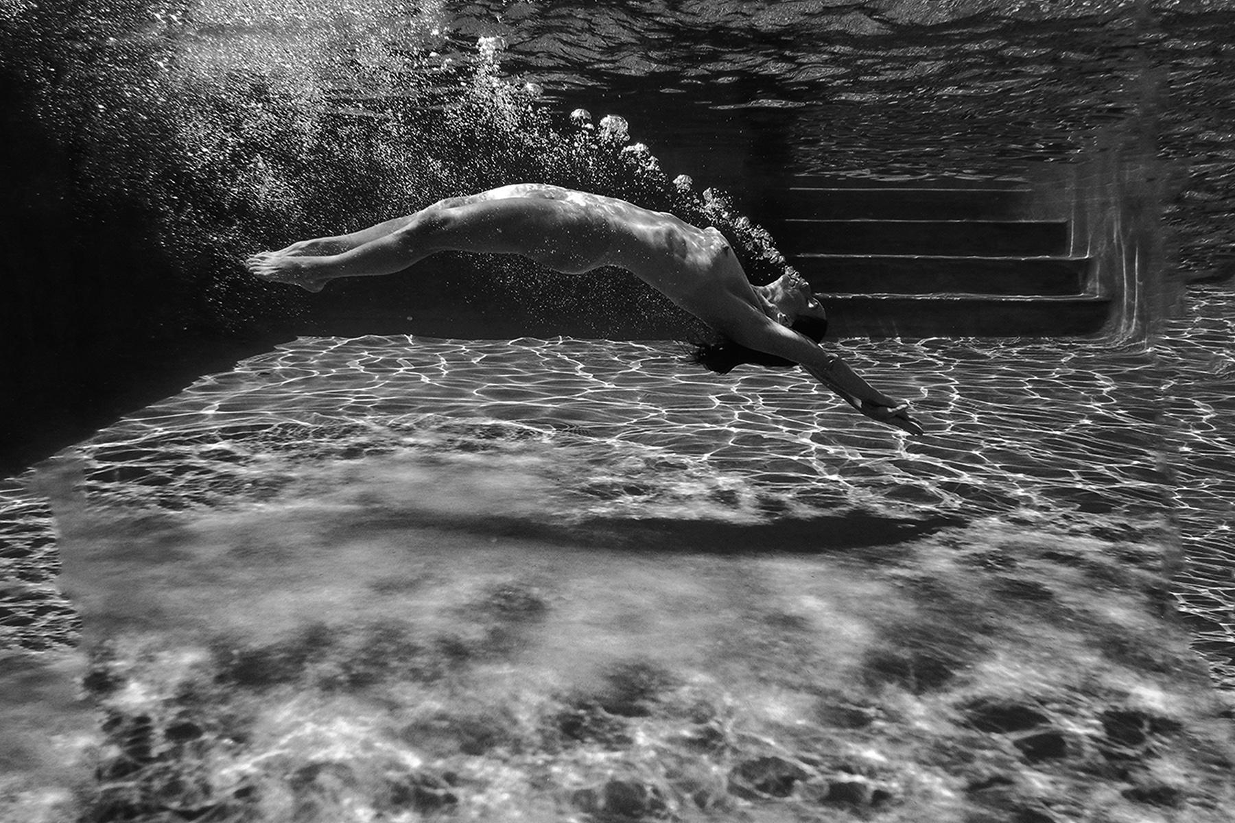 Angelika Buettner Black and White Photograph - Floating • # 1 of 3 • 59 cm x 84 cm