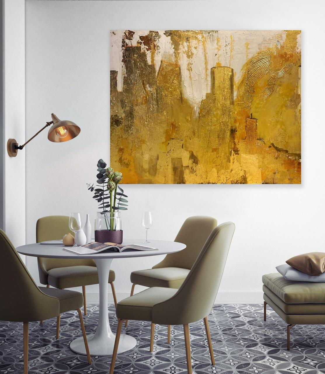 New York d'oro - Painting Contemporaneo di Angelika Richter