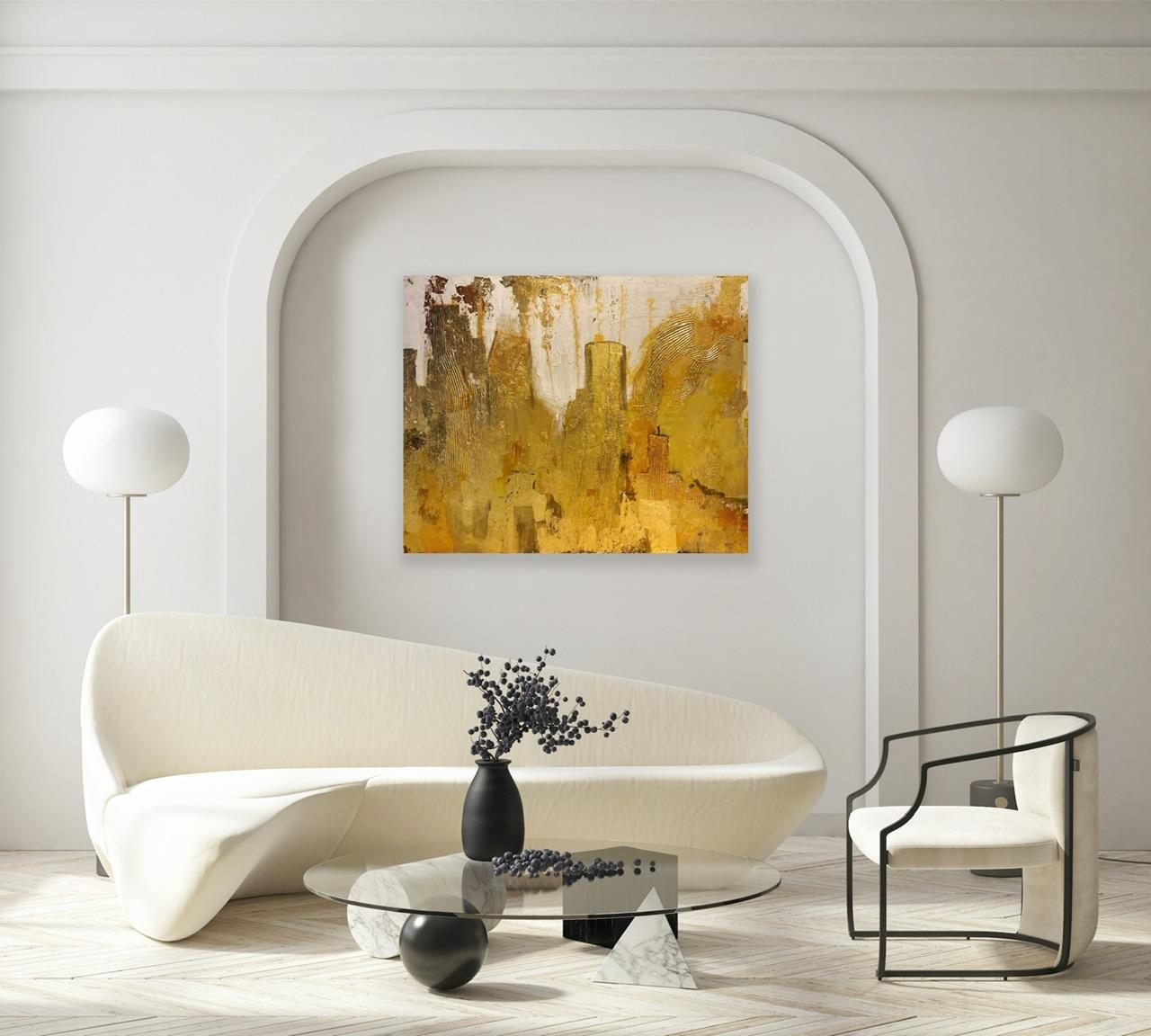 New York d'oro - Landscape Painting Oro di Angelika Richter