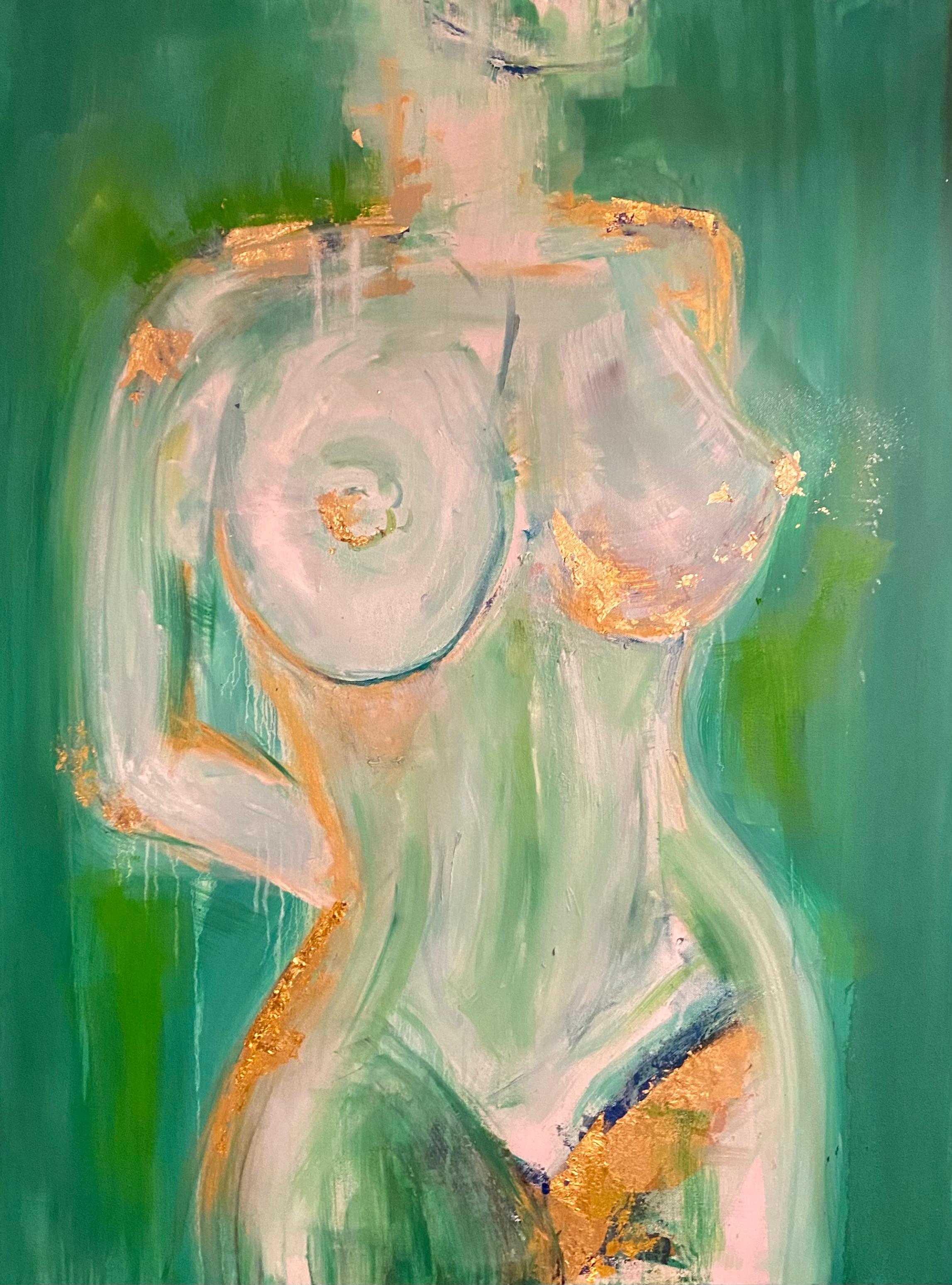 Green & Gold Sensuality - Mixed Media Art by Angelika Richter