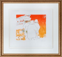 Warme weibliche lateinische Kunst Business Everyday Life Fauvism Original Lithographie Signiert