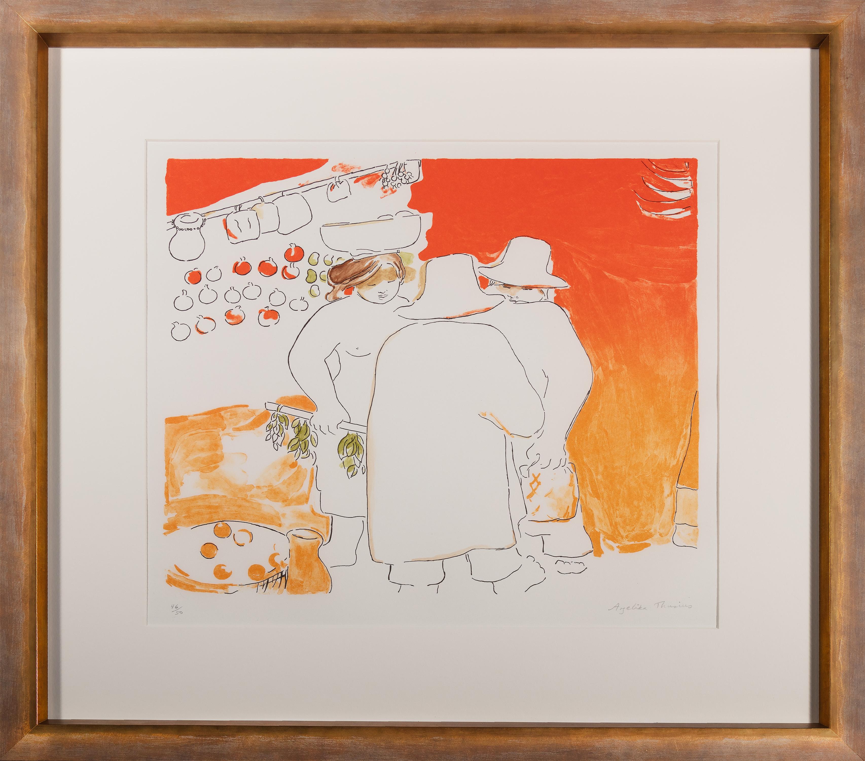 Angelika Thusius Figurative Print - Market Scene