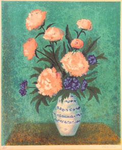 'Dog Roses and Carnations' Modernist Lithograph, Spanish Woman Artist, Barcelona