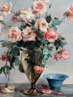 'Le Bouquet de Roses' by Angelina-Marie-Eugénie Drumaux (1881 – 1959)