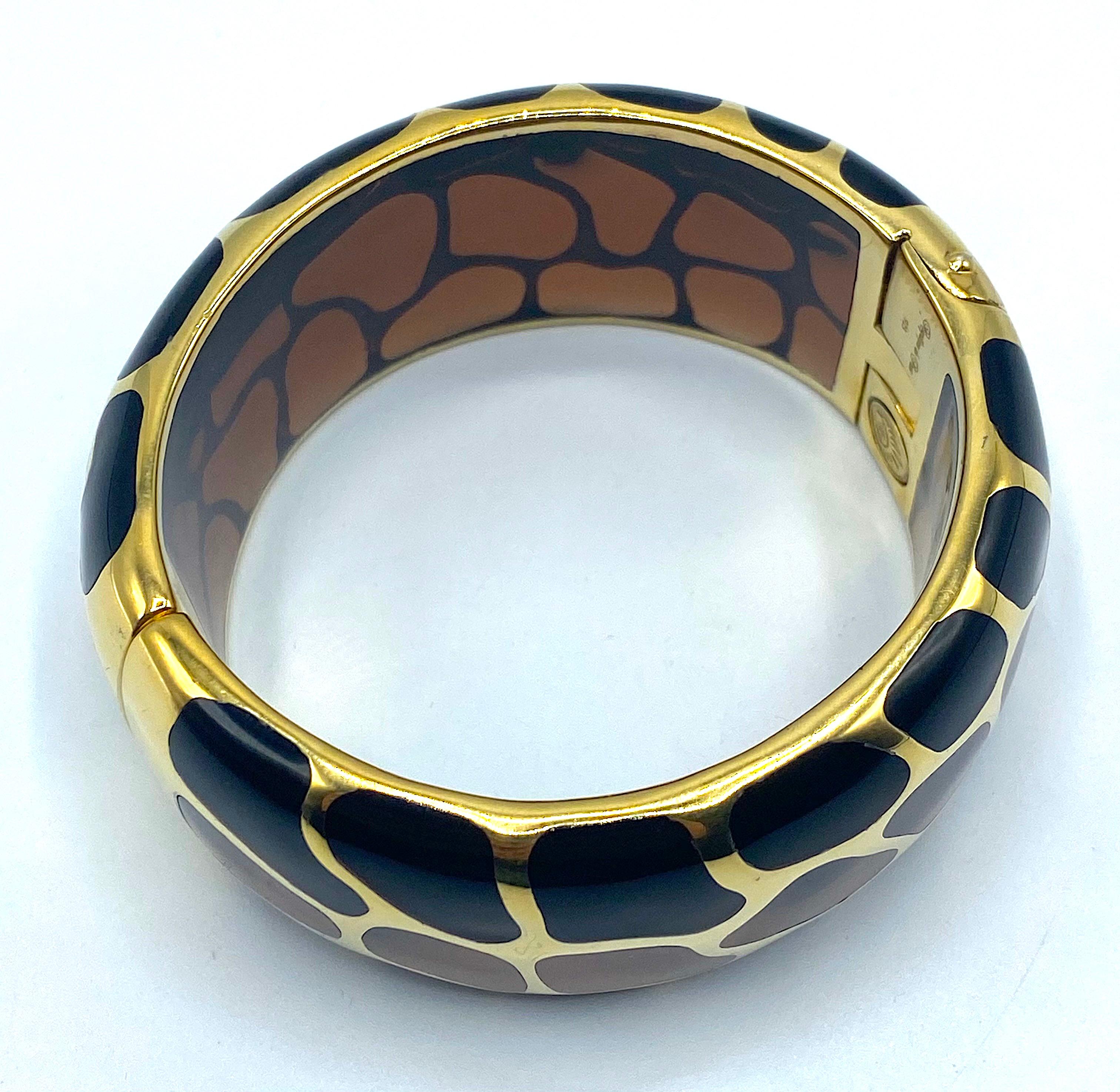 Angélique de Paris Gold Vermeil on Brown Resin Safari Bangle Bracelet 5