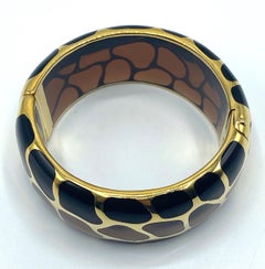 Angélique de Paris Gold Vermeil on Brown Resin Safari Bangle Bracelet