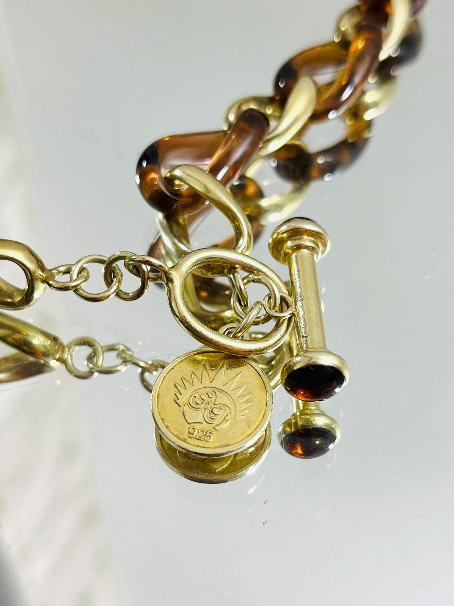 Women's Angelique De Paris Resin & 18K Gold Plated Sterling Silver Link Necklace For Sale