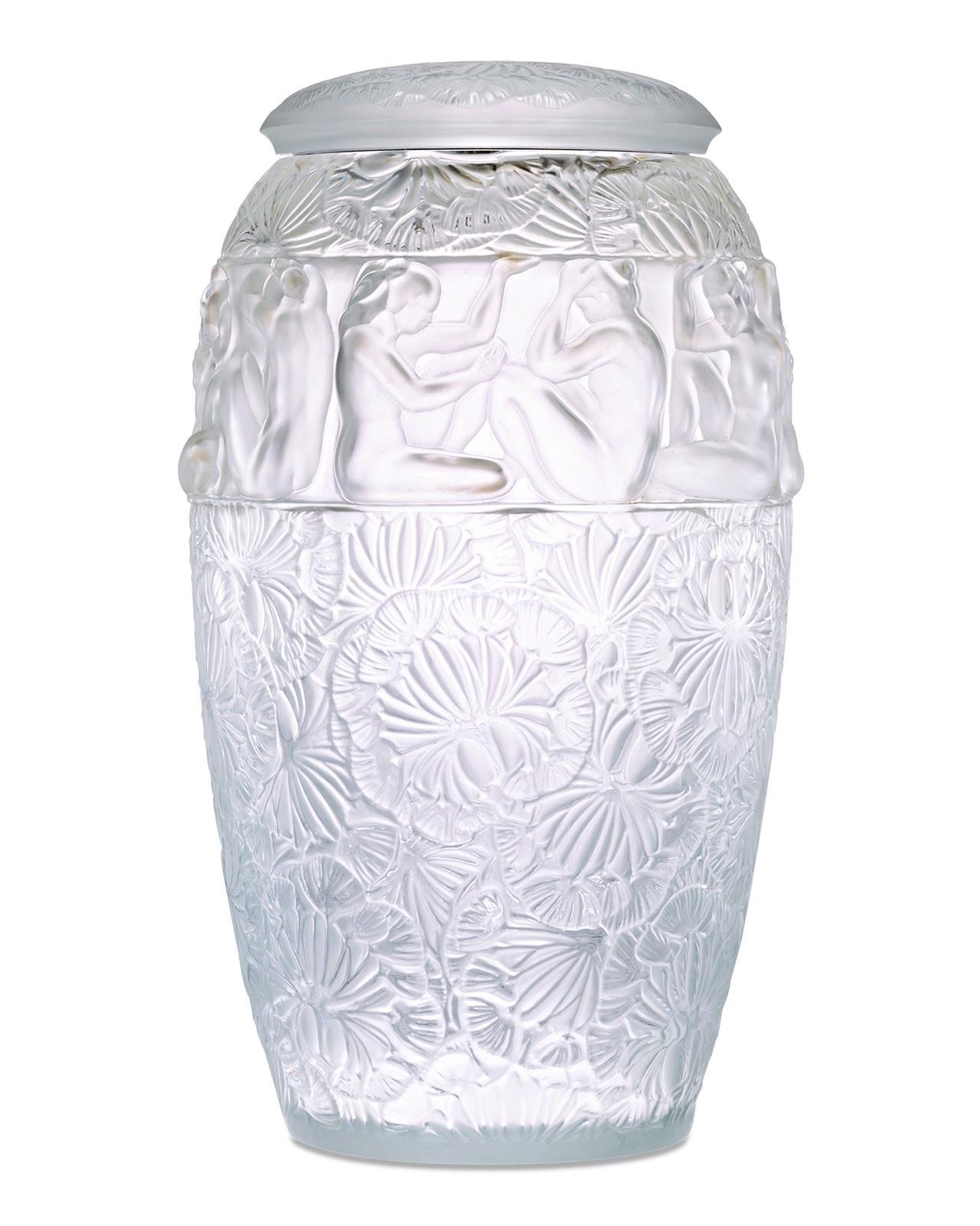 French Angelique Lidded Glass Vase by Lalique