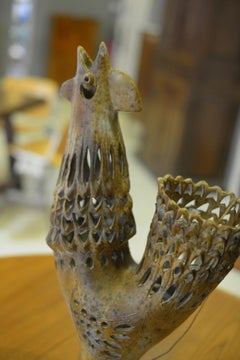 Angelique Moreau '20th Century', Large Openwork Stoneware Lamp with Bird, 1970