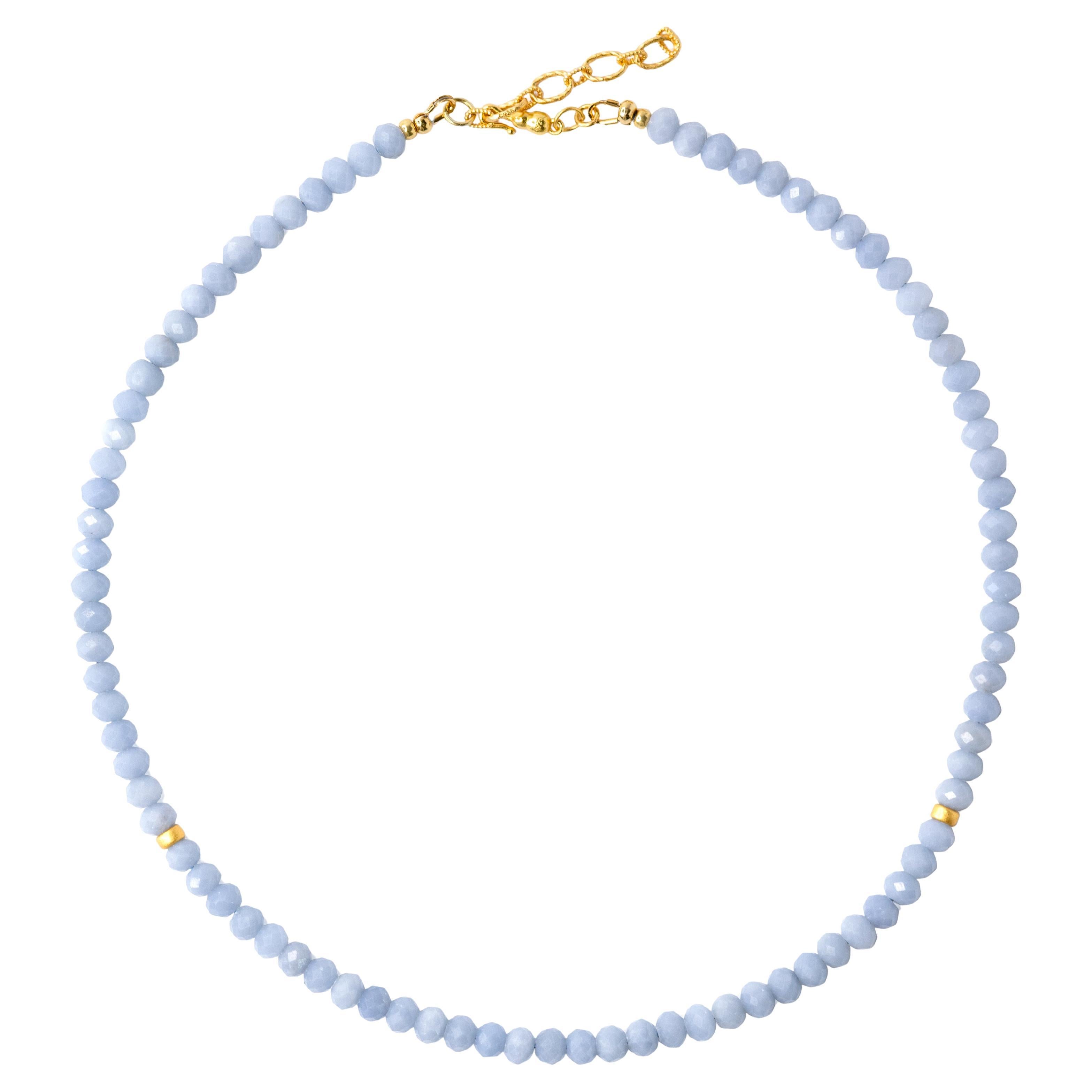 Collier d'Angelite en perles d'or - par Bombyx House