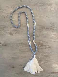 Angelite, White Jade, Yellow Jade Mala / Prayer / Meditation Necklace