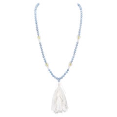 Angelite, White Jade, Yellow Jade Mala / Prayer / Meditation Necklace
