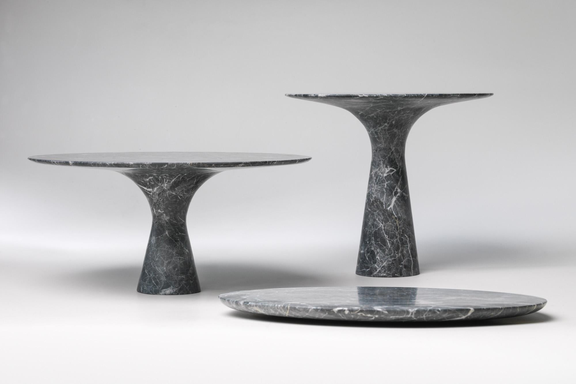 Carved Refined Contemporary Marble 02 Grey Saint Laurent Marble Cake Stand