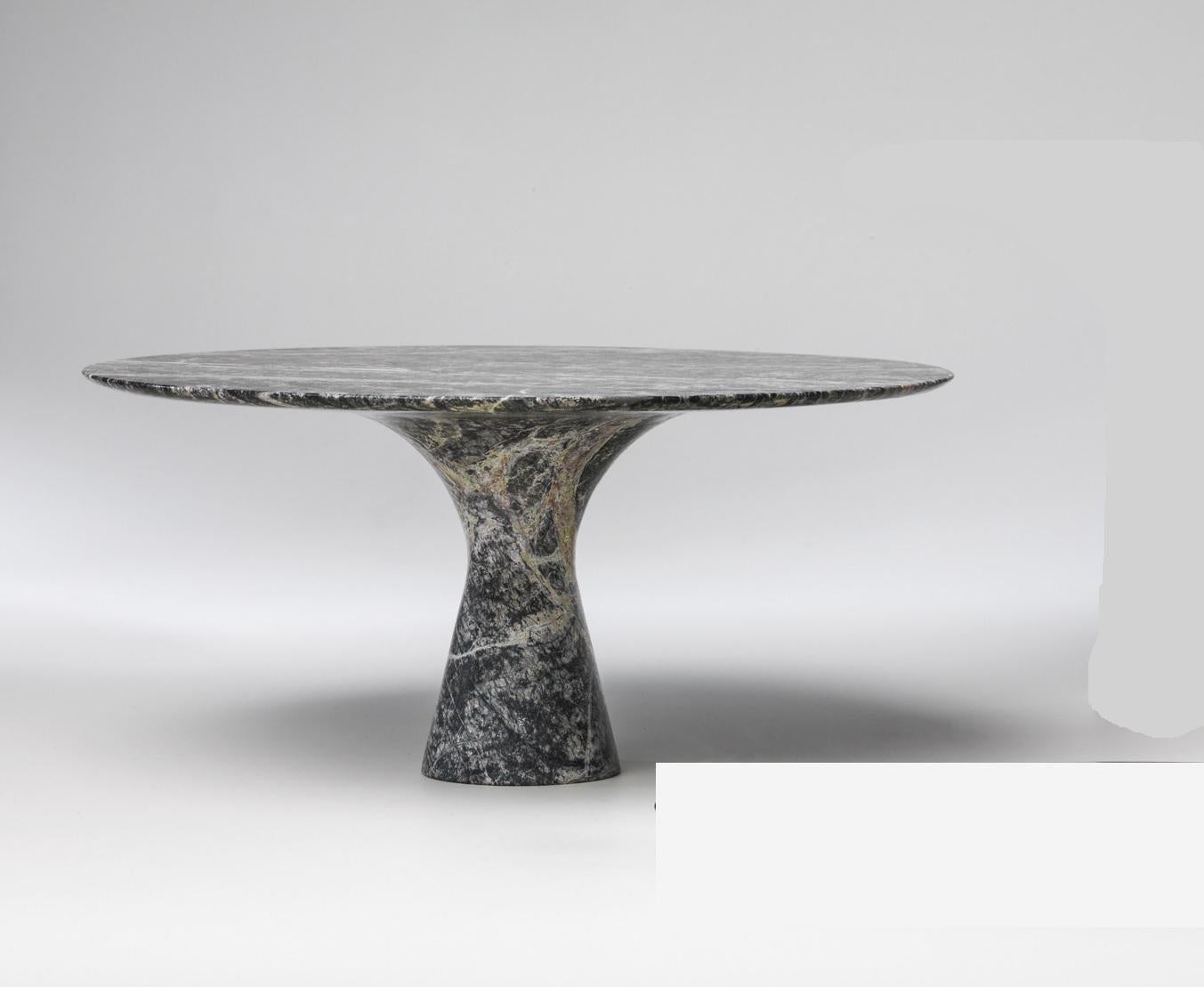 Refined Contemporary Marble 02 Picasso Green Marble Cake Stand
Signed by Leo Aerts.
Dimensions: Diameter 32 x H 15 cm 
Material: Picasso Green Marble
Technique: Polished, Carved. 
Available in Marble: Kyknos, Bianco Statuarietto, Grey Saint Laurent,