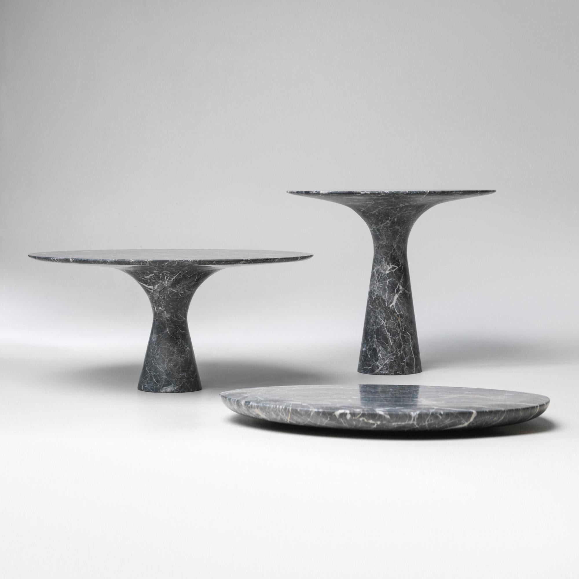 Italian Refined Contemporary Marble 03 Grey Saint Laurent Marble Cake Stand