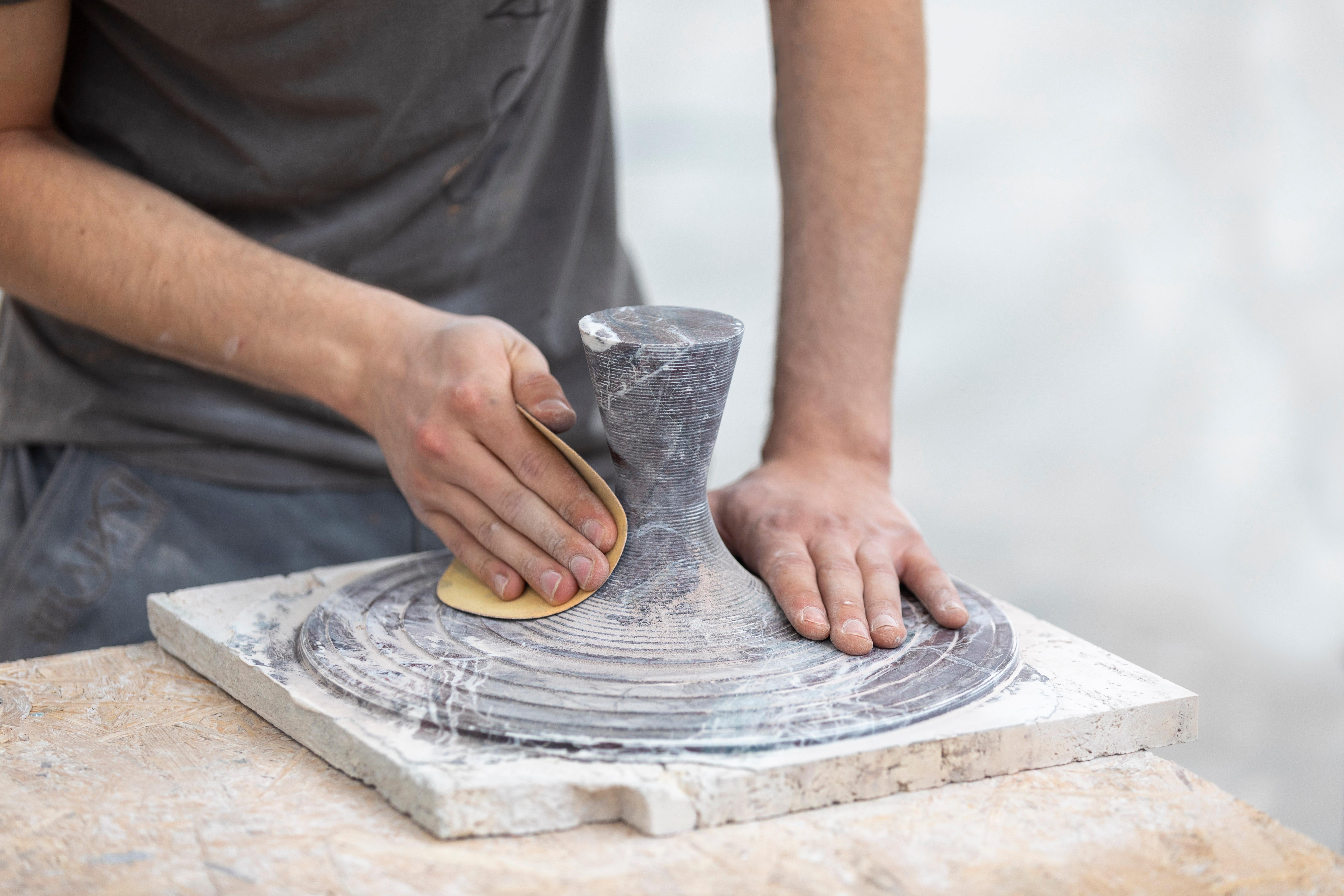 Refined Contemporary Marble 03 Travertino Rosso Marble Cake Stand 4