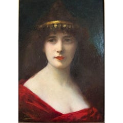 Gypsy Portrait 19th Century Antique Realistic portrait Oil Painting on Canvas