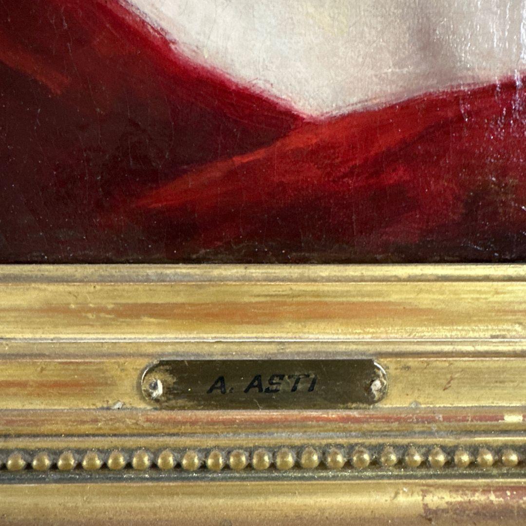 Ritratto di zingaro Antico ritratto realistico del XIX secolo Pittura a olio su tela - Portrait Painting Marrone di Angelo Asti