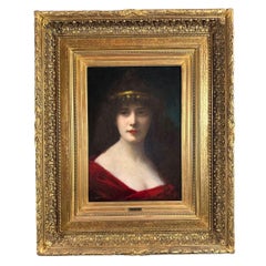 Gypsy Portrait" 19th Century Antique Realistic portrait Oil Painting on Canvas