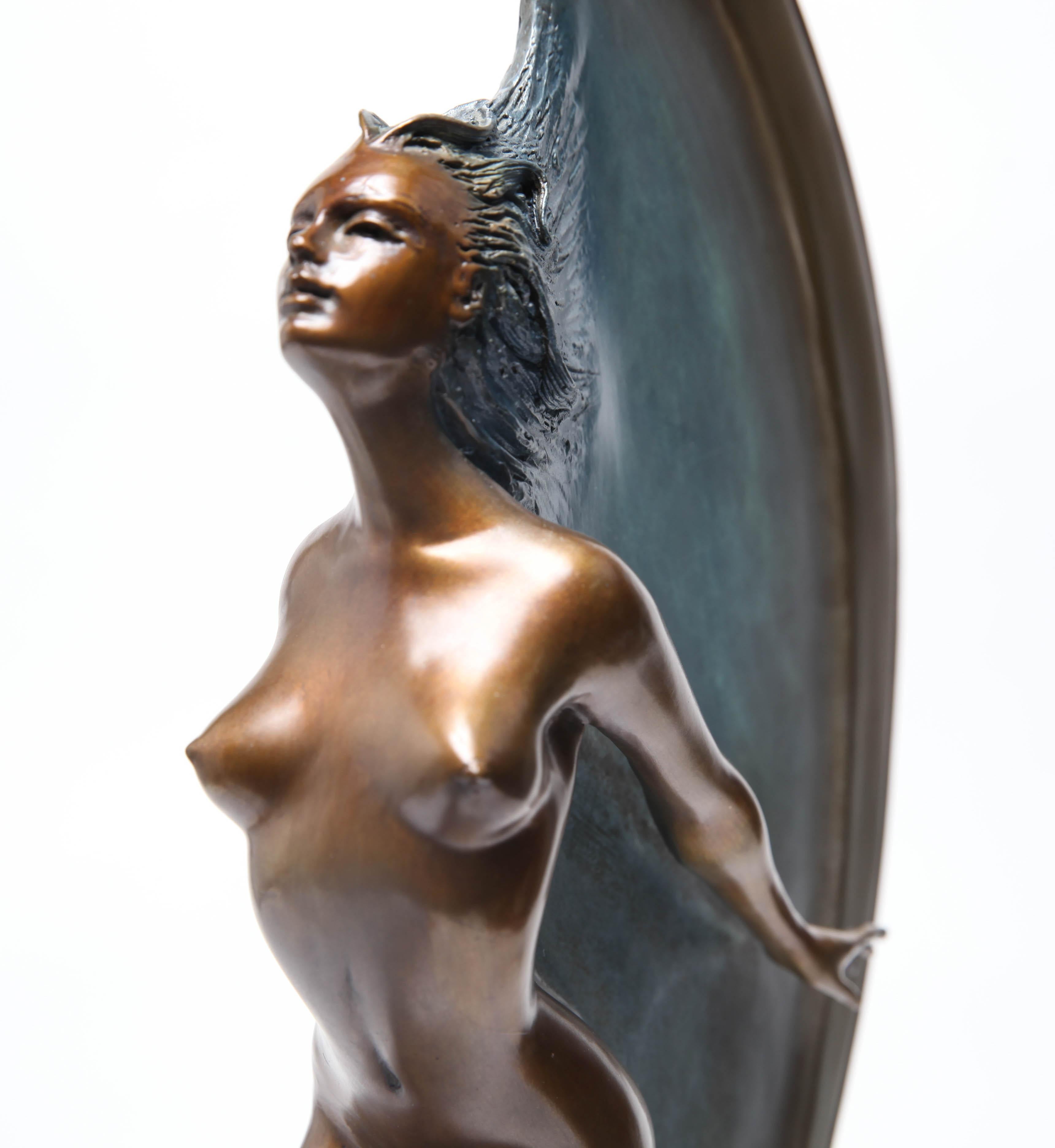 Angelo Basso 'La Luna' Art Deco Revival Female Nude Bronze Sculpture 3