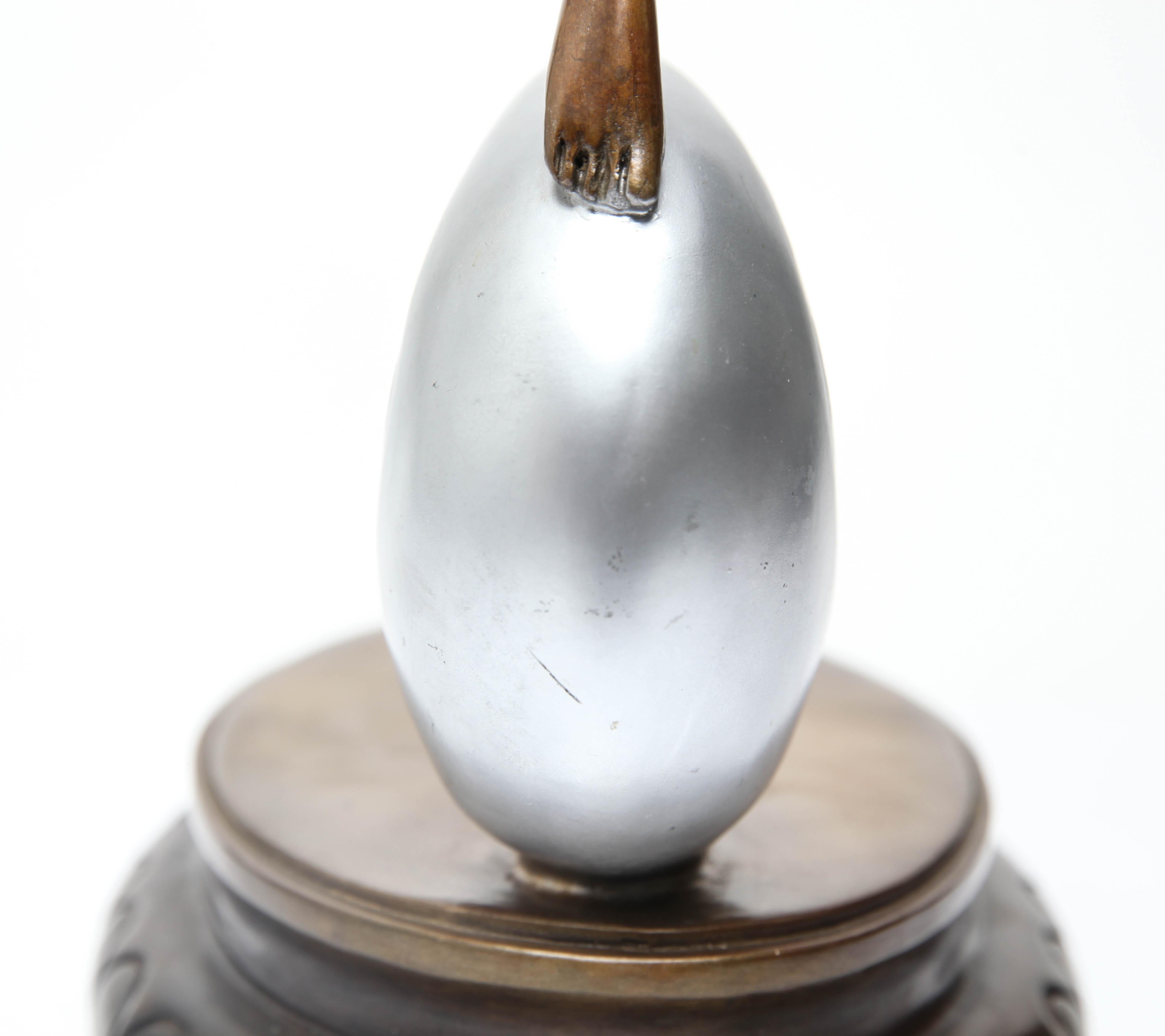 Angelo Basso 'La Luna' Art Deco revival painted bronze sculpture of a female nude emerging from a crescent moon. The piece is signed on the base 