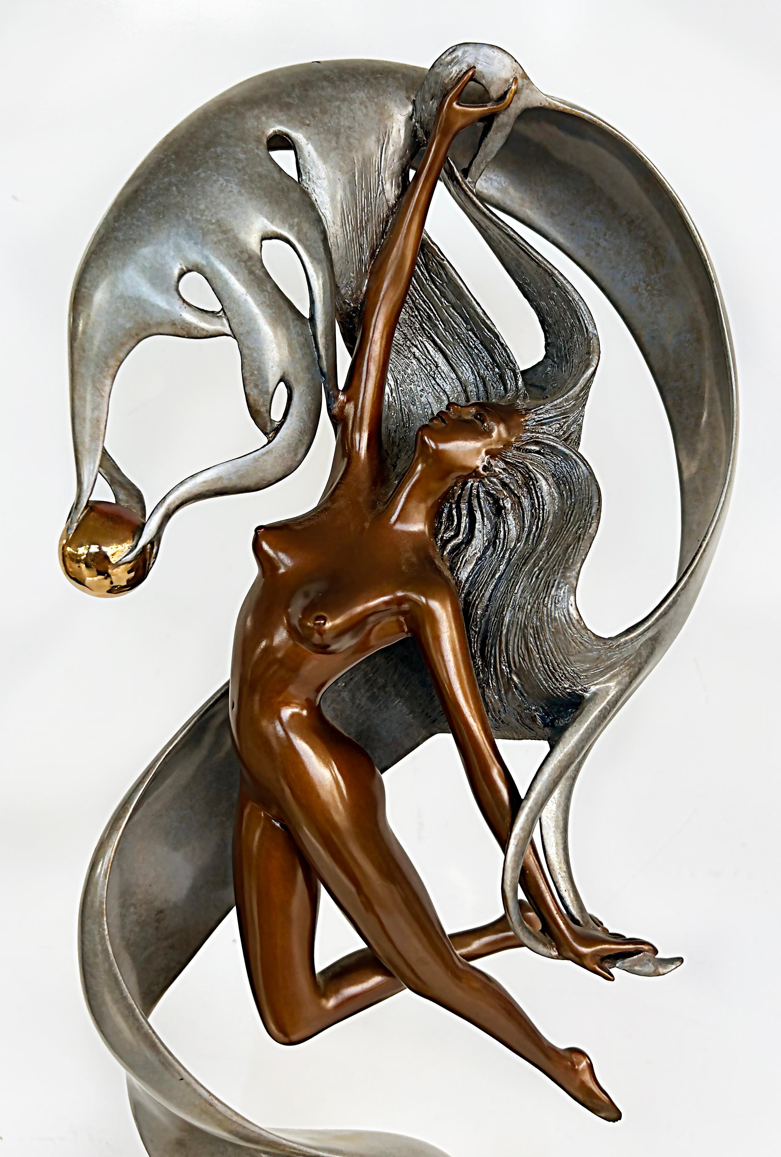 Art Nouveau Angelo Basso Perla Bronze Sculpture Signed, Numbered 124/175