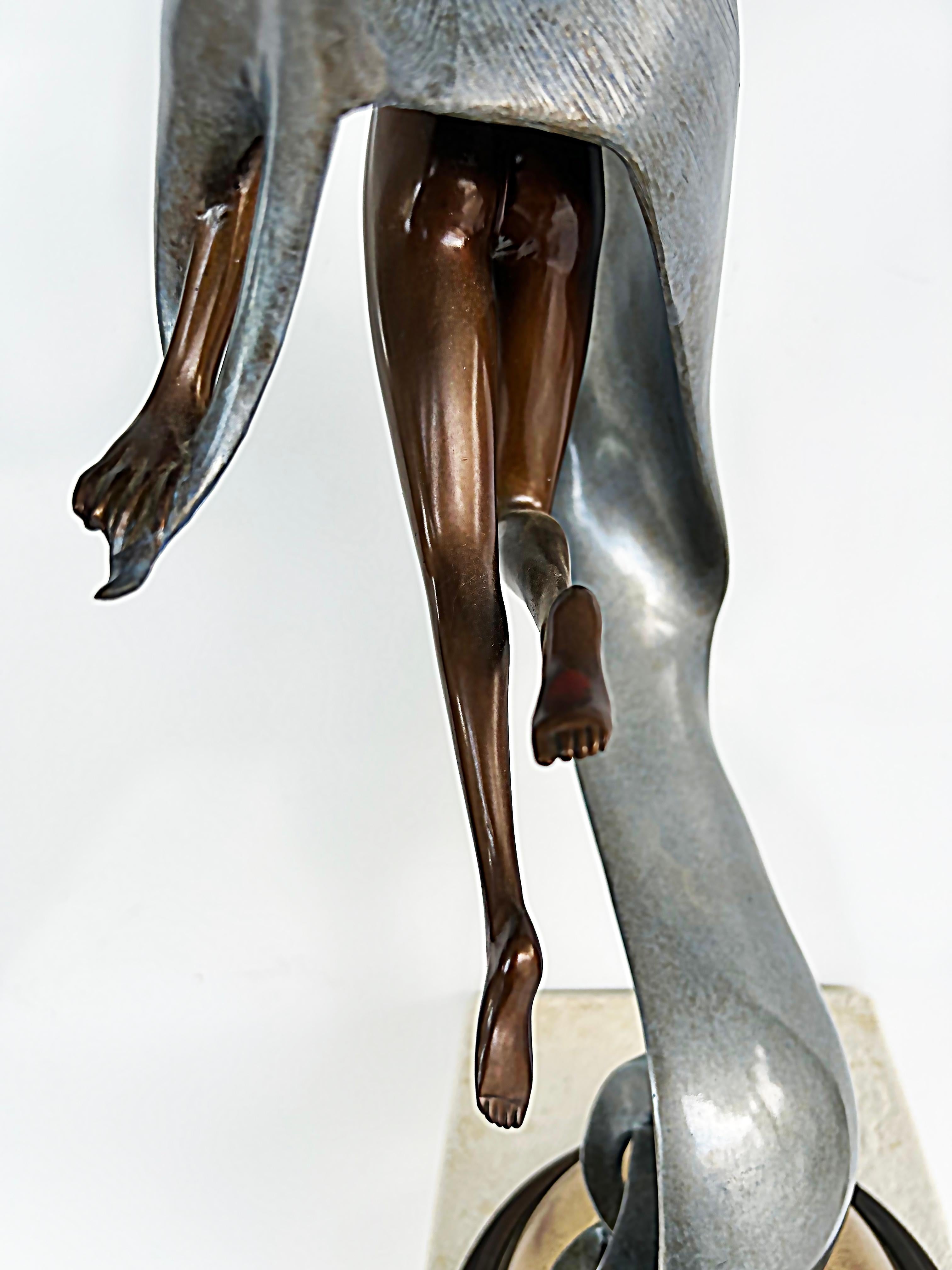 Silvered Angelo Basso Perla Bronze Sculpture Signed, Numbered 124/175