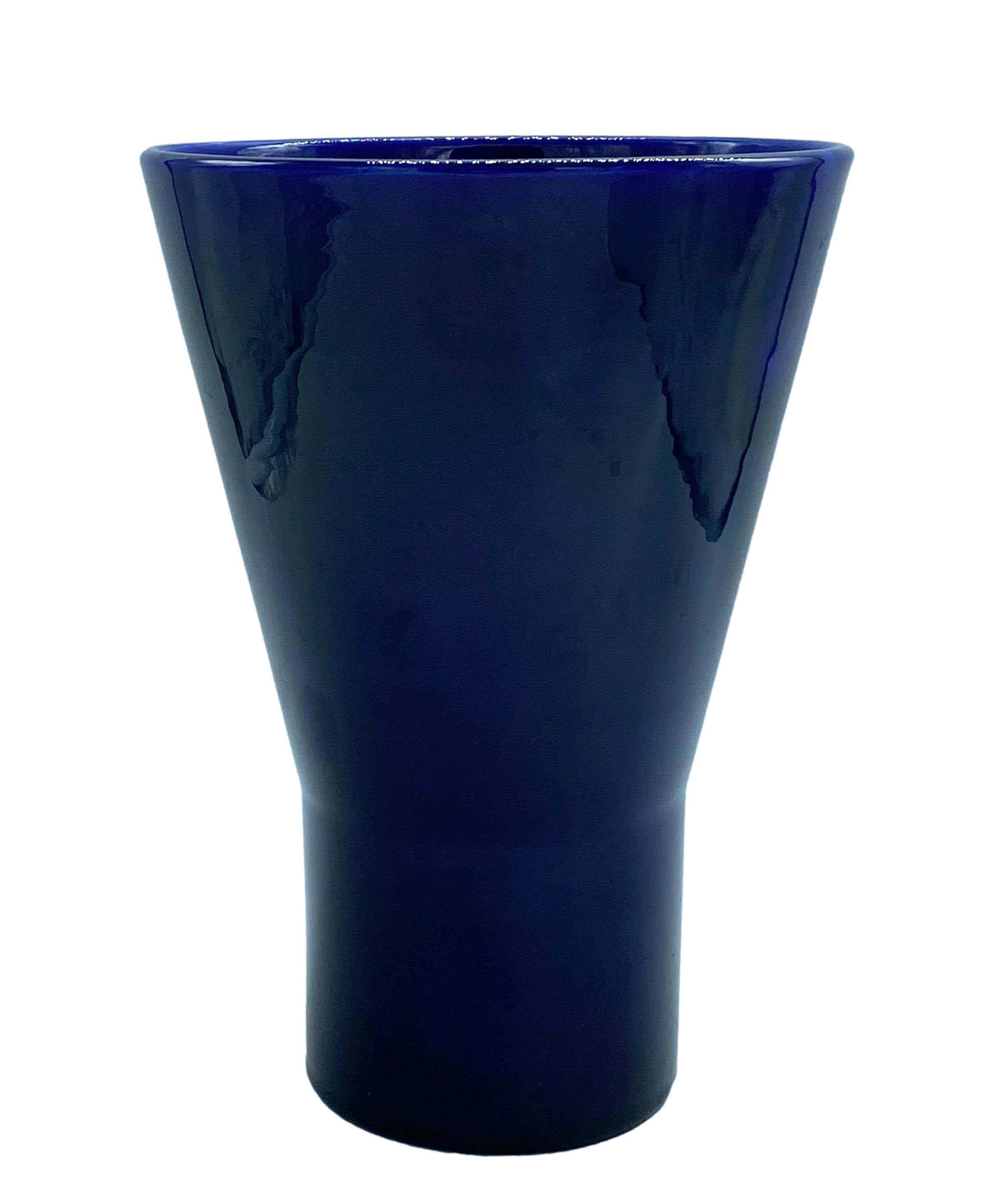 Angelo Biancini for Laveno Blue Ceramic Vase, Italy 1930s In Good Condition In Naples, IT