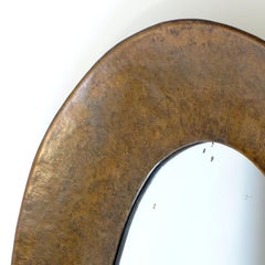 Miroir mural ovale brutaliste Angelo Bragalini, Italie, années 1960